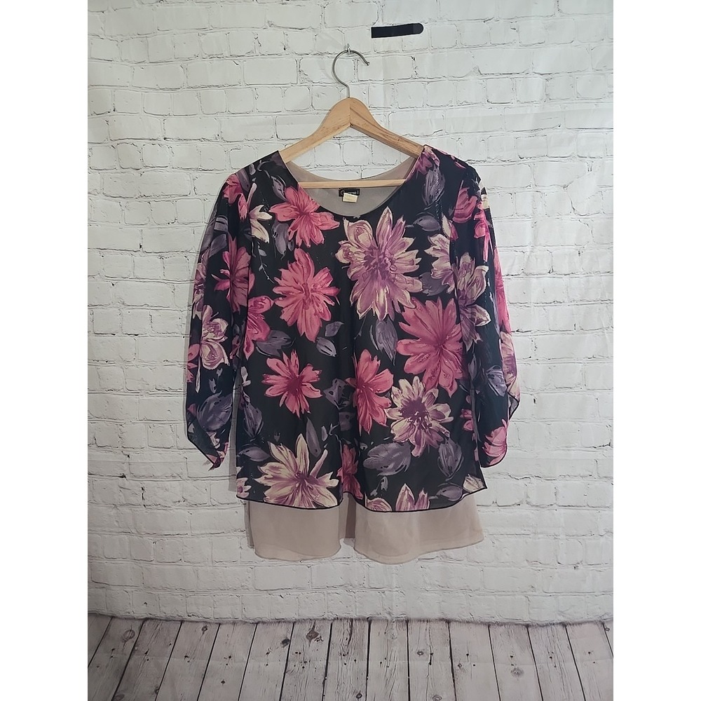 Vtg Y2k top Semi sheer floral sx 2xl Fairy Grunge Whimsigoth preppy
